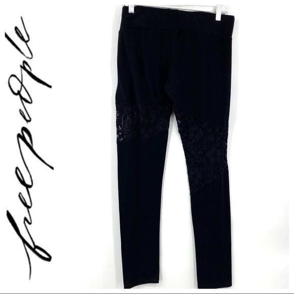 💕SALE💕 Free People Black Lace Insert Leggings - Picture 4 of 9